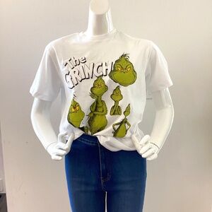 The Grinch Christmas or not Green Appliqué White Cotton T Shirt NEW VARIOUS